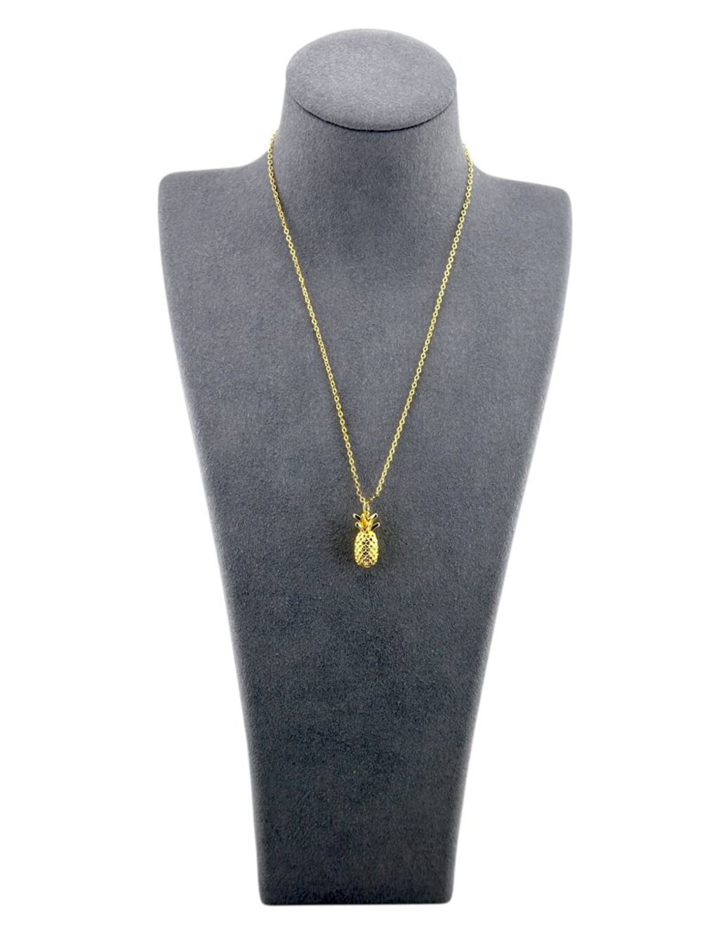 Gold Filled Pineapple Necklace 3D Charm Pendant Adjustable 15-17" Handmade